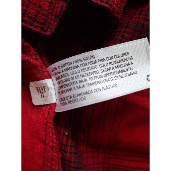 Ava & Viv Flannel Shirt XL Red Black Plaid Button Front Long Sleeve Cabincore - Picture 6 of 9